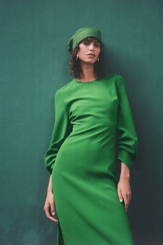 Zara + Midi Dress With Gathered Detail
