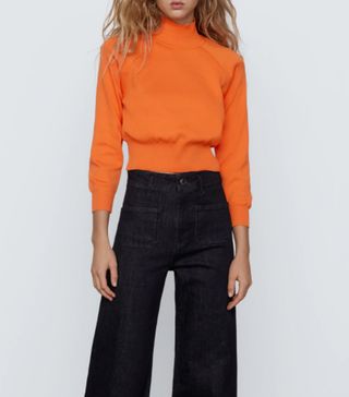 Zara + Knit Top With Shoulder Pads