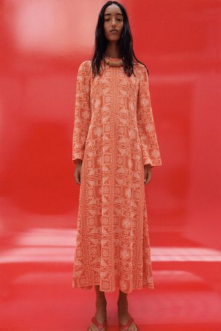 Zara + Long Embroidered Dress