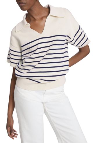 & Other Stories + Stripe Short Sleeve Polo Sweater