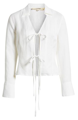 Blank NYC + Tie Front Linen Blend Shirt