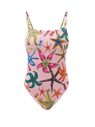 Versace + Trésor De La Mer-Print Medusa-Plaque Swimsuit