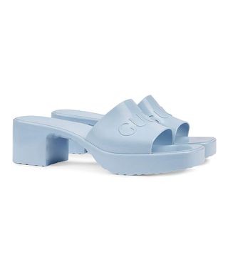 Gucci + Logo Low-Heel Slide Sandals