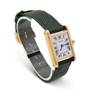 Cartier + Tank Louis Yellow Gold Leather Strap Watch
