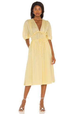 Song of Style + Sonnet Midi Dress in Pale Yellow