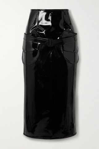 Benchellal + Patent-leather Midi Skirt