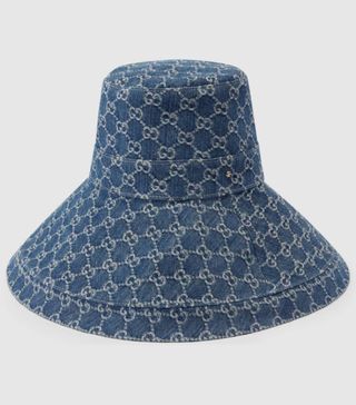 Gucci + Eco Washed Denim Wide Brim Hat