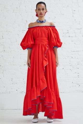 Gül Hürgel + Red Off Shoulder Dress
