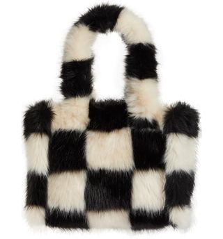 Stand Studio + Liz Checkerboard Faux Fur Handbag