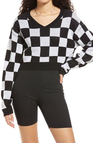 BP. + Checkerboard Crop Sweater