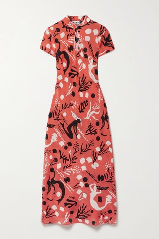 Rixo + Pepper Cut-Out Mermaid Print Dress