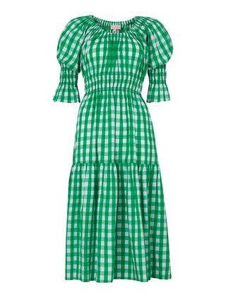 Kitri + Margot Green Check Midi Dress