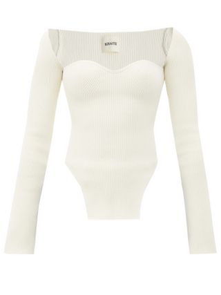 Khaite + Maddy Sweetheart-Neckline Knitted Top
