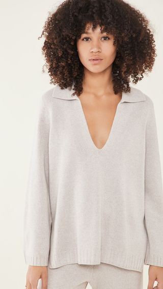 Leset + Zoe v Neck Polo Sweater