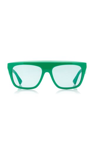 Bottega Veneta + Acetate Flat-Top Square-Frame Sunglasses