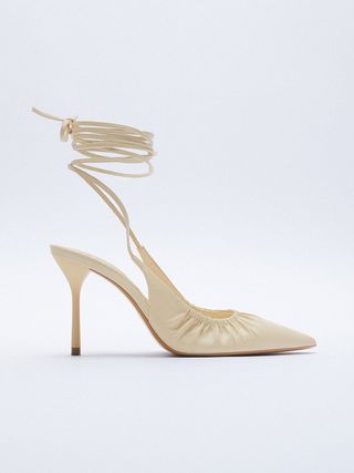 Zara + Tie Back Ruched Heeled Shoes
