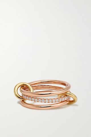 Spinelli Kilcollin + Sonny Set of Three 18-Karat Yellow and Rose Gold and Diamond Rings