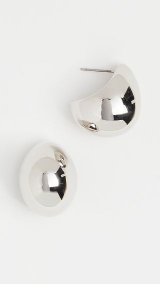Kenneth Jay Lane + 1-Inch Polished Silver Dome Pierced Earrings