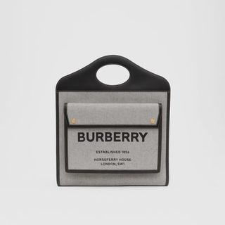 Burberry + Medium Two-Tone Canvas and Leather Pocket Bag