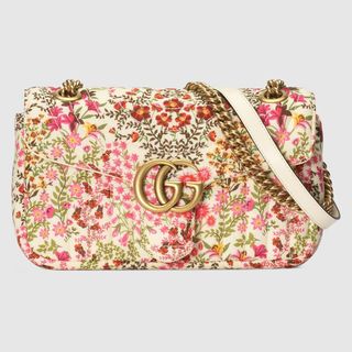 Gucci + GG Marmont Small Floral Shoulder Bag