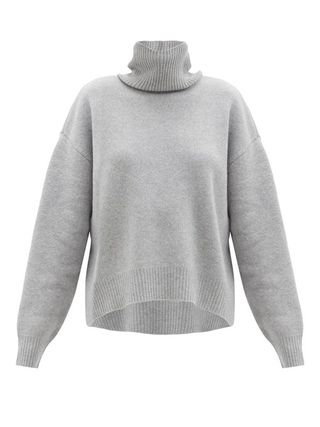 Raey + Cropped Displaced-Sleeve Roll-Neck Wool Sweater