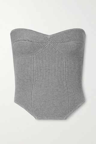 Fleur du Mal + Strapless Cropped Ribbed-Knit Top
