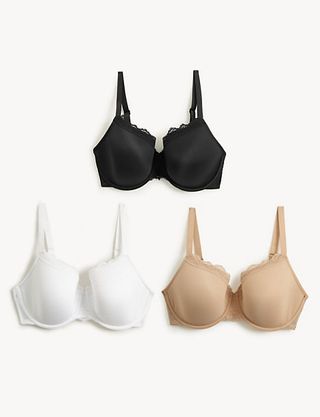 M&S Collection + 3pk Wired Full Cup Bras F-H