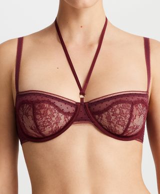 Oysho + Underwired Balconette Bra in a Lace and Tulle Combination