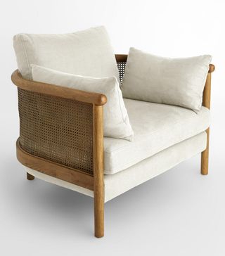 Soho Home + Sydney Cane Armchair, Washed Linen Flax