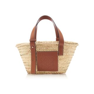 Loewe + Small Raffia and Leather Basket Bag