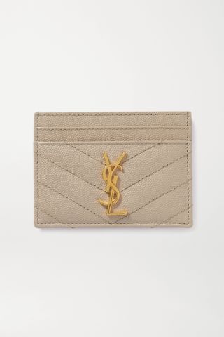 Saint Laurent + Monogramme Quilted Textured-Leather Cardholder