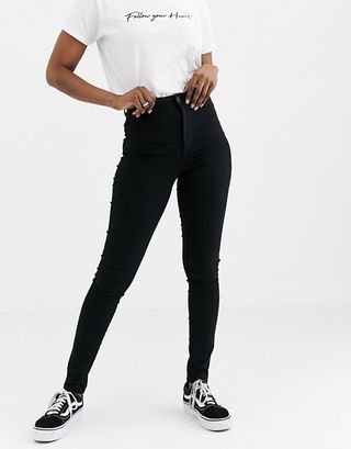 Pieces + Skinny Jeans With High Waist