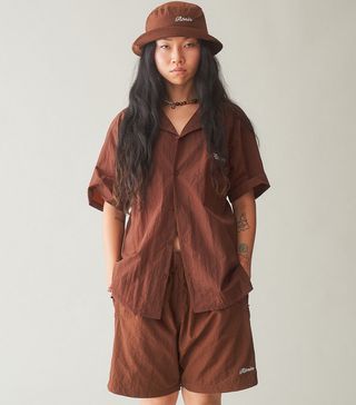 Rōnin + Crinkle Nylon Shirt in Brown