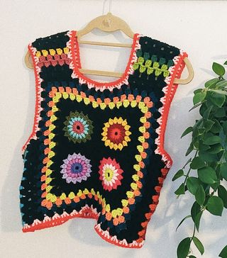 Poppy Knits Shop + Crochet Granny Square Vest Crochet Sleeveless Vest