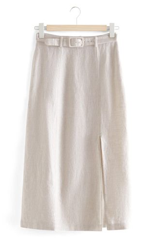 & Other Stories + Belted Linen Midi Skirt