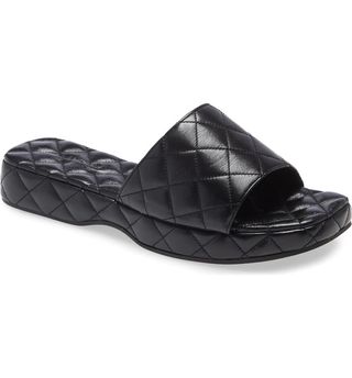 By Far + Lilo Quilted Leather Slide Sandals