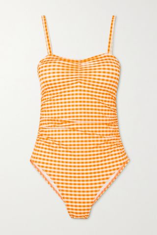 Peony + Ruched Gingham Swimsuit