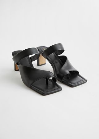 & Other Stories + Square Toe Heeled Leather Sandals