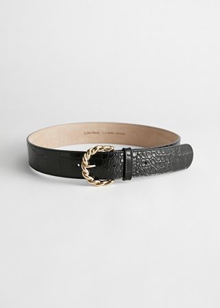 & Other Stories + Braid Buckle Croco Leather Belt