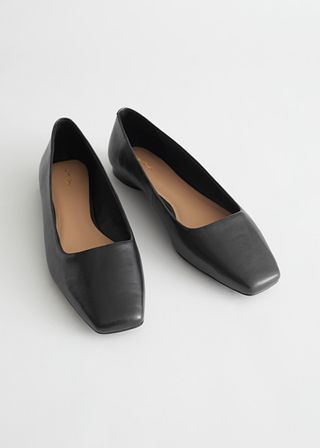 & Other Stories + Squared Leather Ballerina Flats