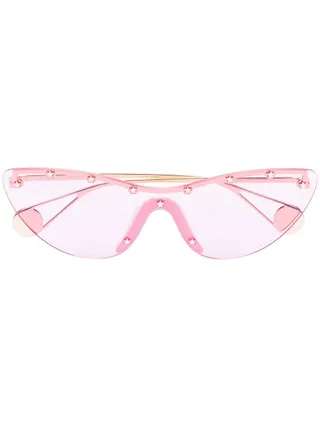 Gucci + Cat-Eye Stud Embellished Mask Sunglasses