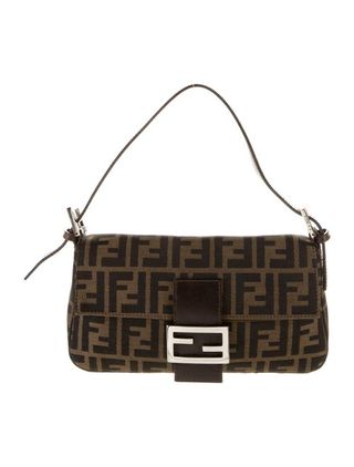 Fendi + Leather-Trimmed Zucca Baguette