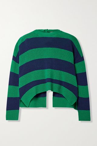 Marni + Open-Back Striped Wool and Cashmere-Blend Sweater