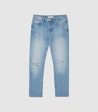 Reiss + Lakely Ripped Pale Mid-Rinse Jeans
