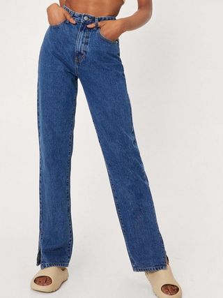 Nasty Gal + Split Hem High Waisted Jeans