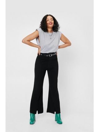 Nasty Gal + Recycled Split Front Wide Leg Trousers