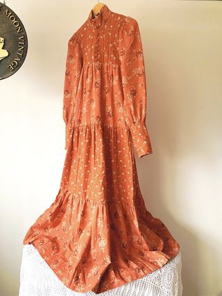Vintage + 70s Cotton Prairie Maxi Dress