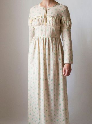 Vintage + 1970s Printed Cotton Prairie Dress