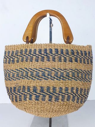 Vintage + Sisal Raffia Woven Seagrass Wooden Handles Bucket Bag