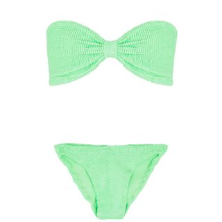 Hunza G + Jean Neon Green Seersucker Bikini